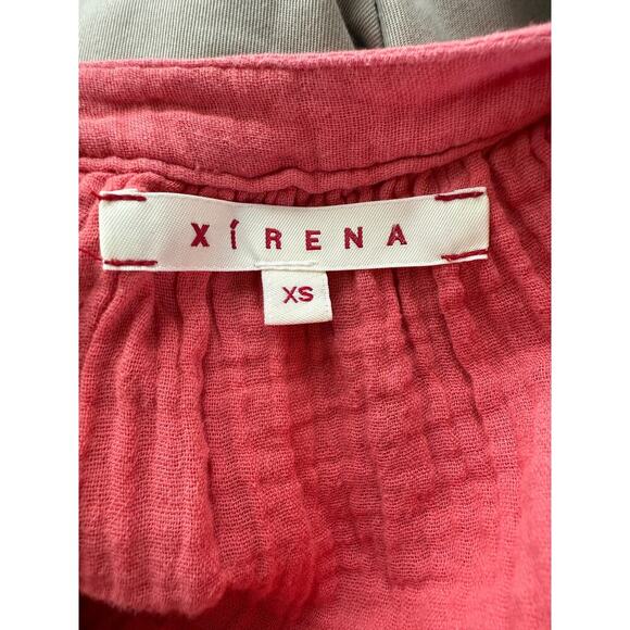 Xirena Gauze V-neck Short Sleeve Cotton Gauze Top Dark Pink Size XS - Picture 4 of 5